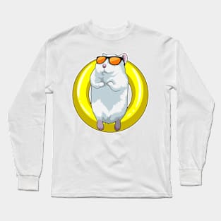 Hamster at Swimming with Swim ring Long Sleeve T-Shirt